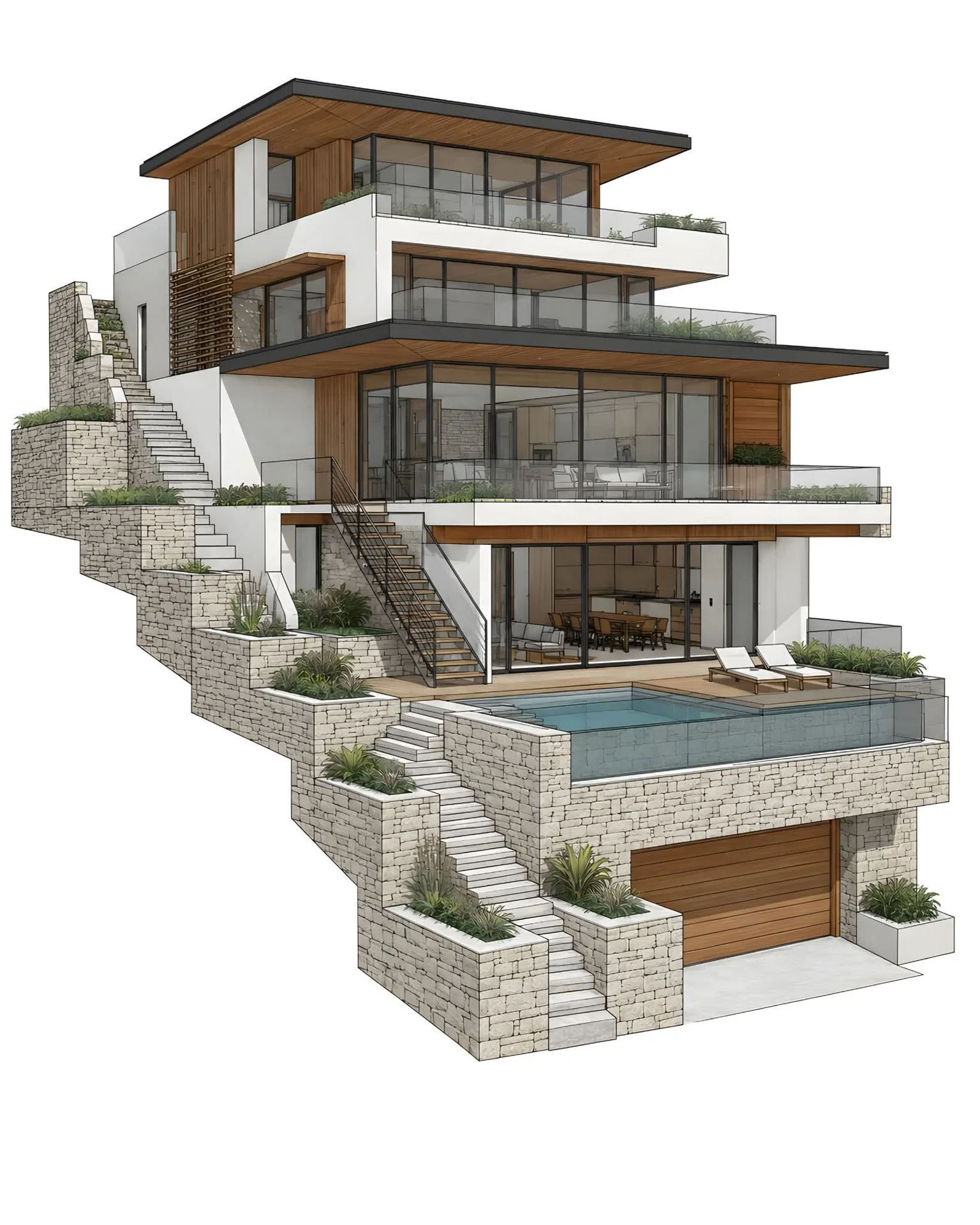Concept publicitaire — vue éclatée d'une villa (visuel non contractuel)