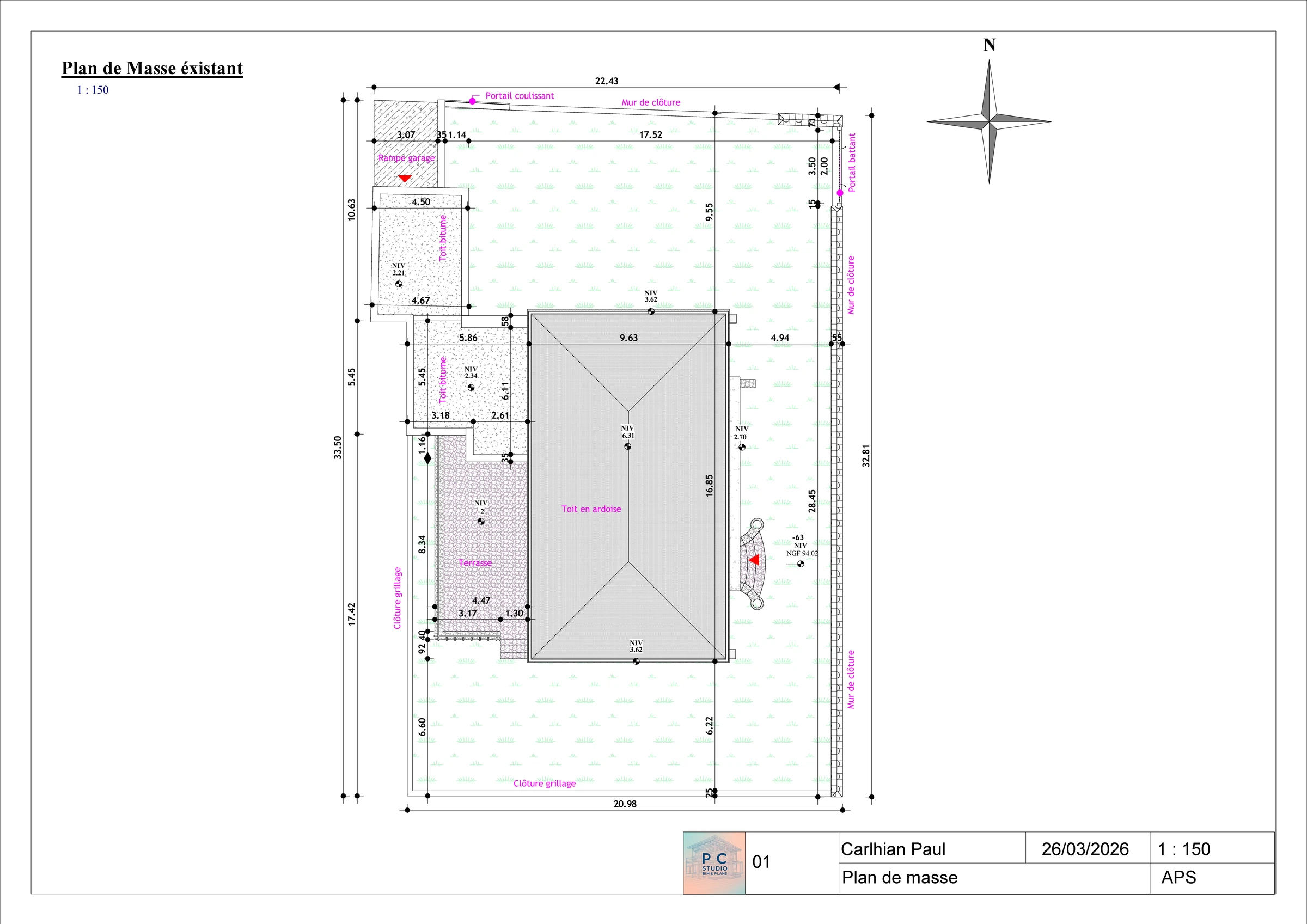 Plan de masse de l'existant — projet de crèche