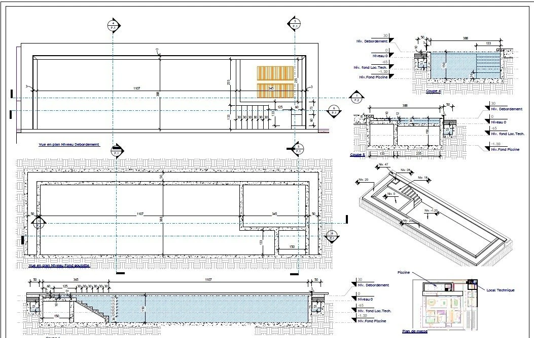 Plan pour déclaration préalable — piscine à débordement